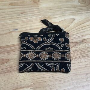 Vera Bradley Black and Tan Floral Coin Pouch